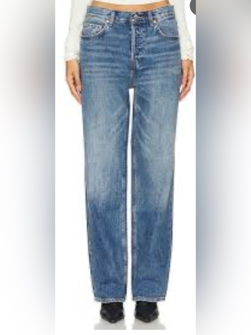 GRLFRND Bella Low Rise Boyfriend Jeans - Medium Blue Wash